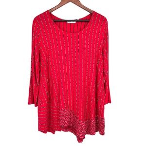 Habitat Womens Size Small Red Stretchy Blouse Shirt Top Wearable Art Artsy Fun